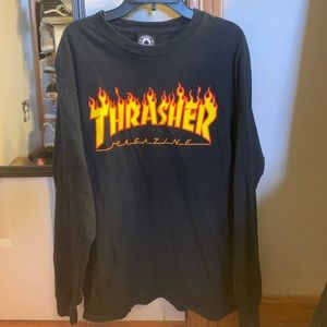 Thrasher Magazine Black Flame Logo L/S Size M